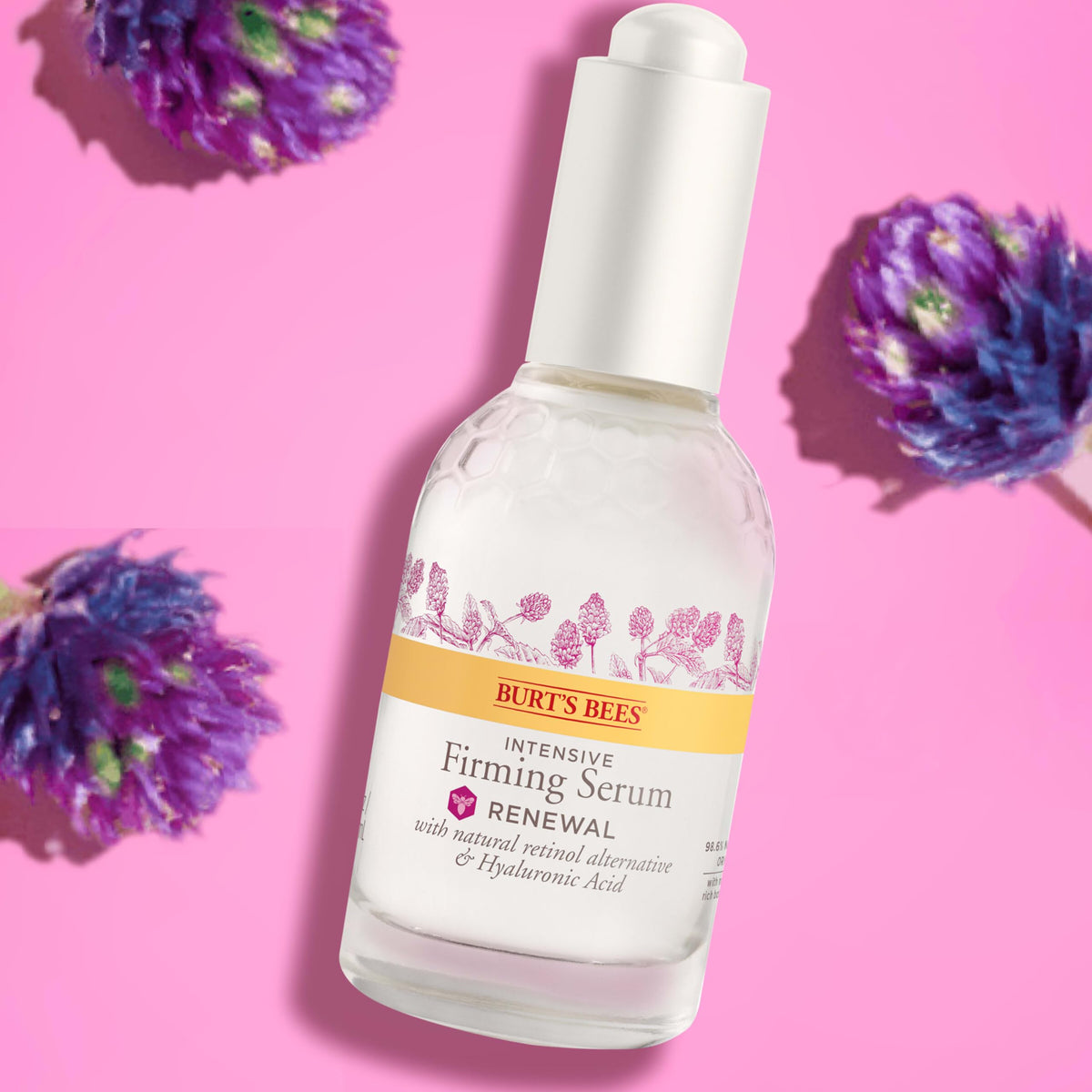 Burt's Bees serum on bathroom counter as part of routine benefit