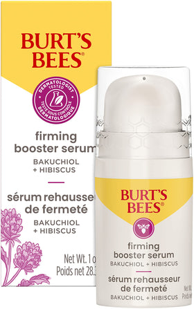 Burt's Bees front packaging showing 1 oz firming serum for visible texture benefit