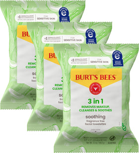 Burt's Bees front packaging three packs showing convenience and natural origin