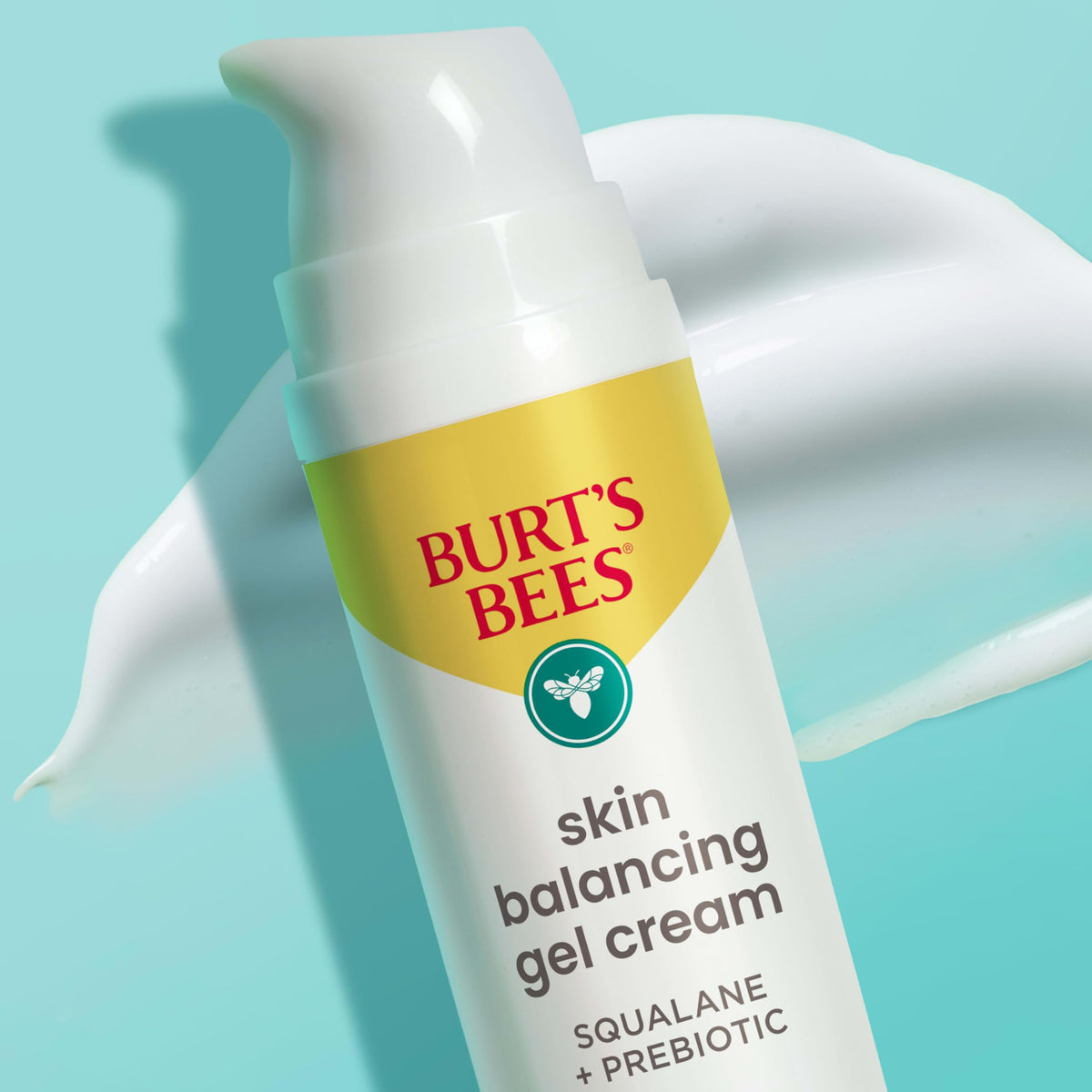 Burt's Bees gel cream spread on skin illustrating quick absorption benefit