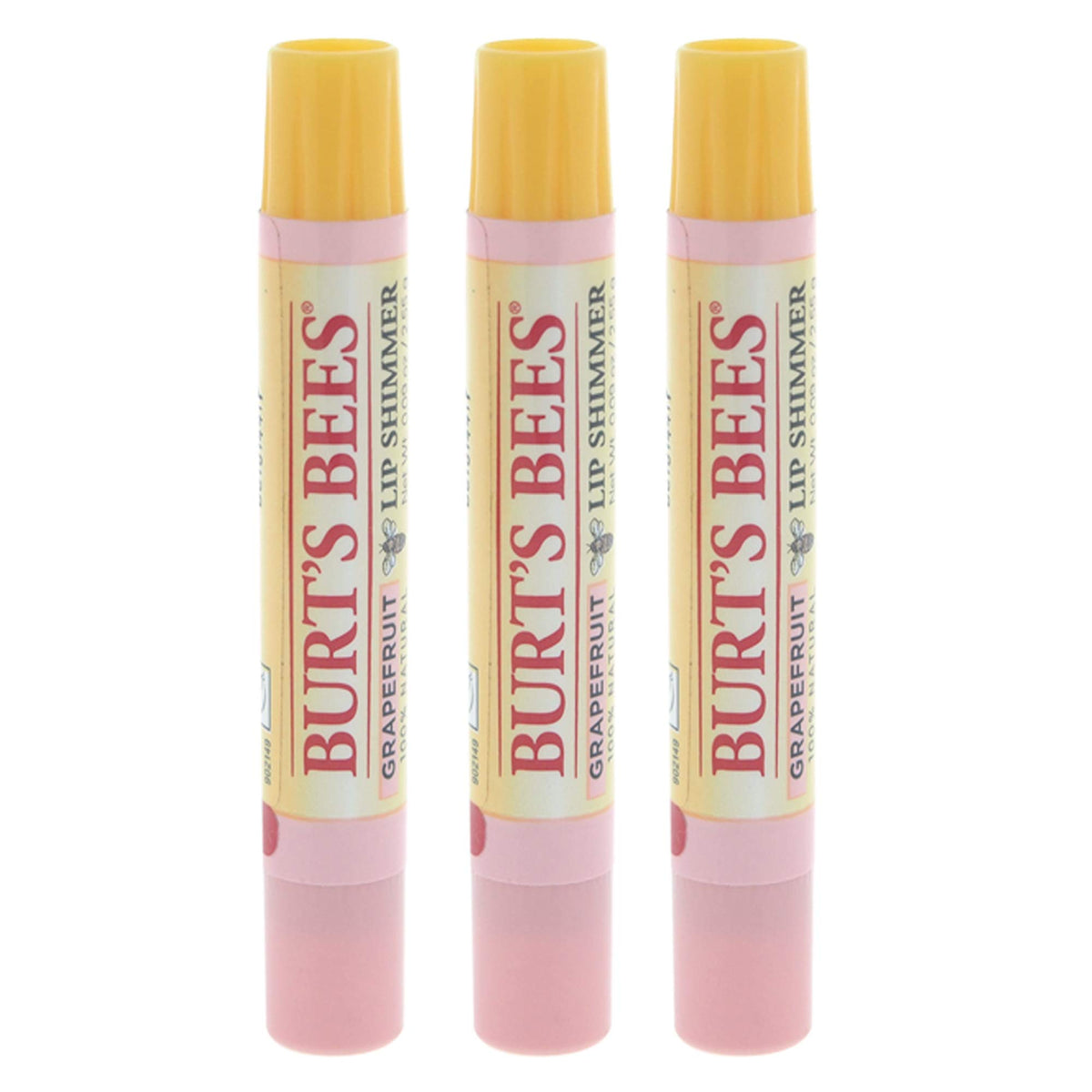 Burt's Bees grapefruit lip shimmer front packaging shows glossy tinted balm