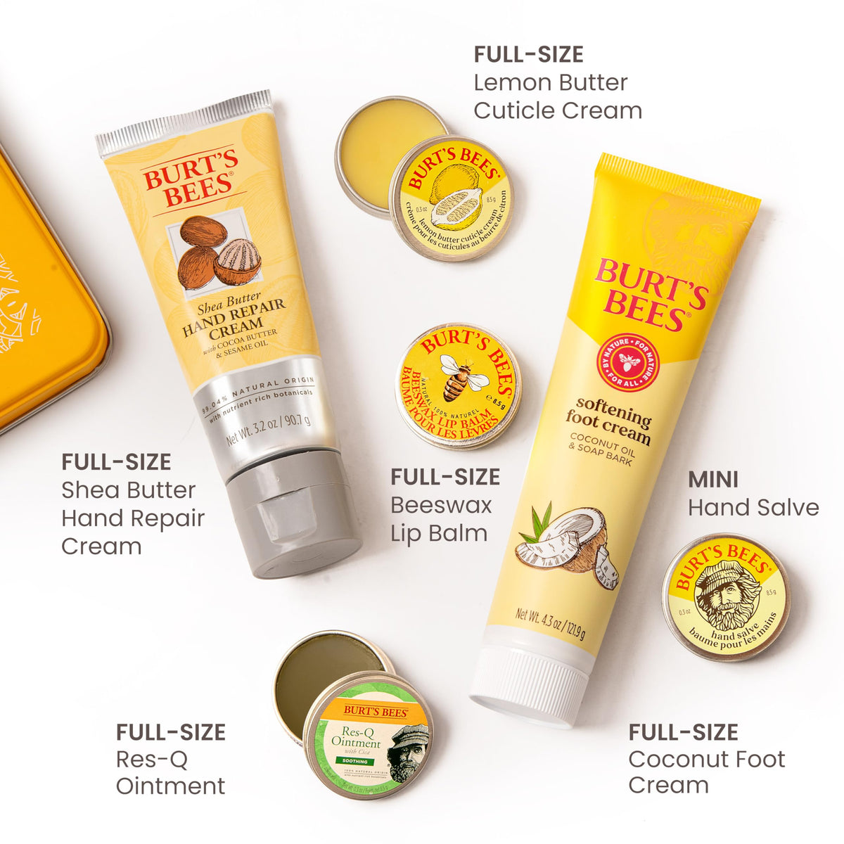 Burt's Bees hand salve tube displayed for rich moisture and relief for very dry hands