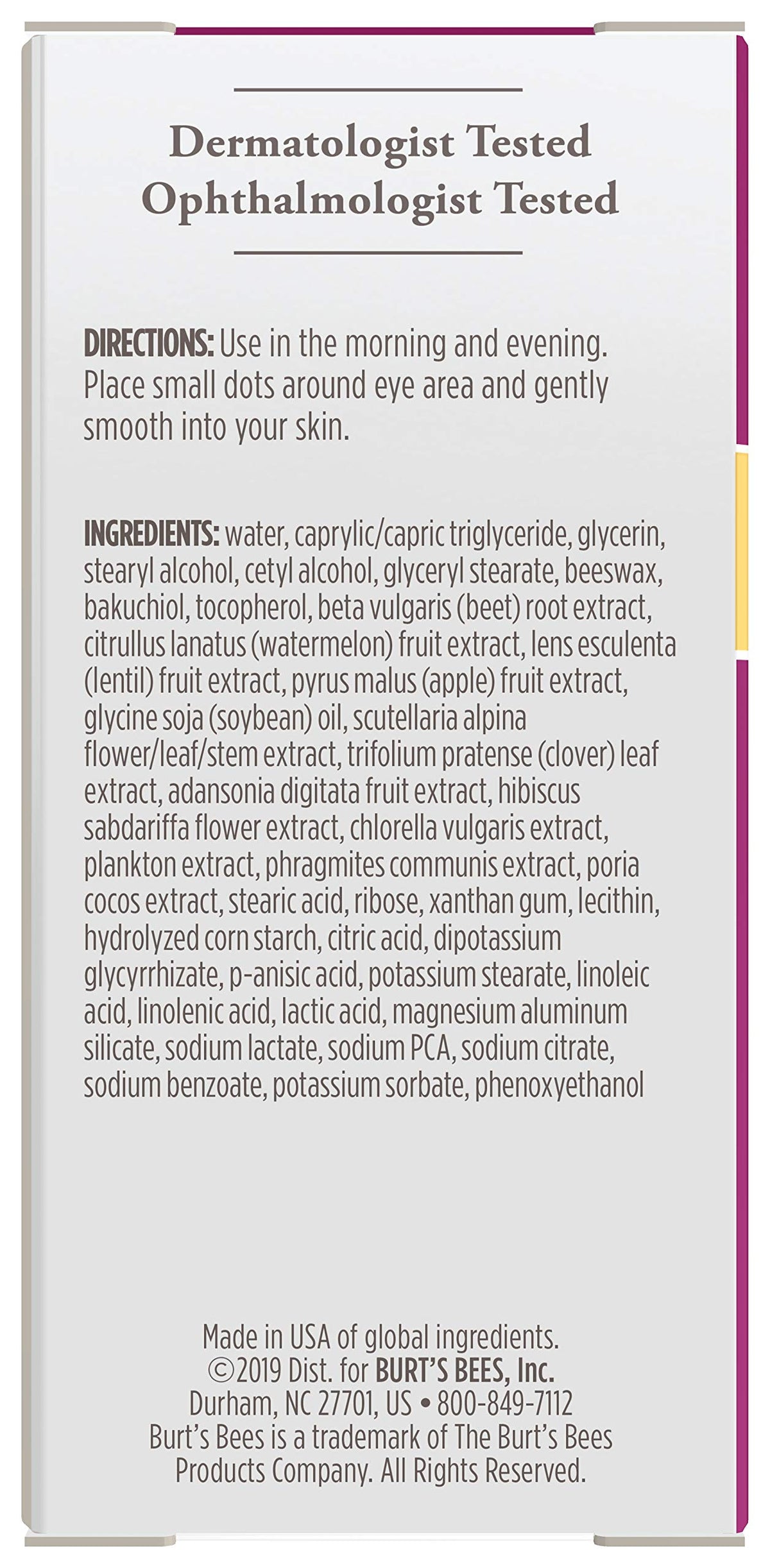 Burt's Bees hibiscus and apple ingredients display emphasizing natural complex