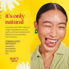 Burt's Bees label ingredients view emphasizing natural-origin claims
