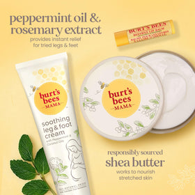 Burt's Bees leg and foot cream tube close-up showing soothing texture