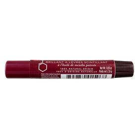 Burt's Bees applying Plum Lip Shimmer on lips for instant plum tint