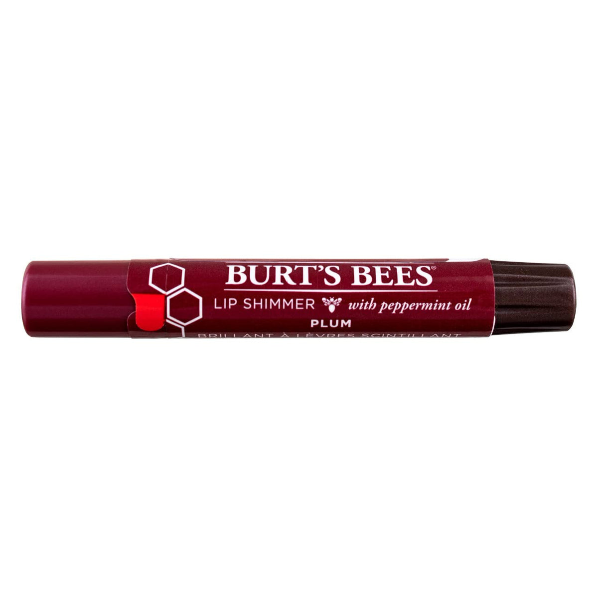 Burt's Bees close-up of Plum Lip Shimmer texture highlighting smooth sheen