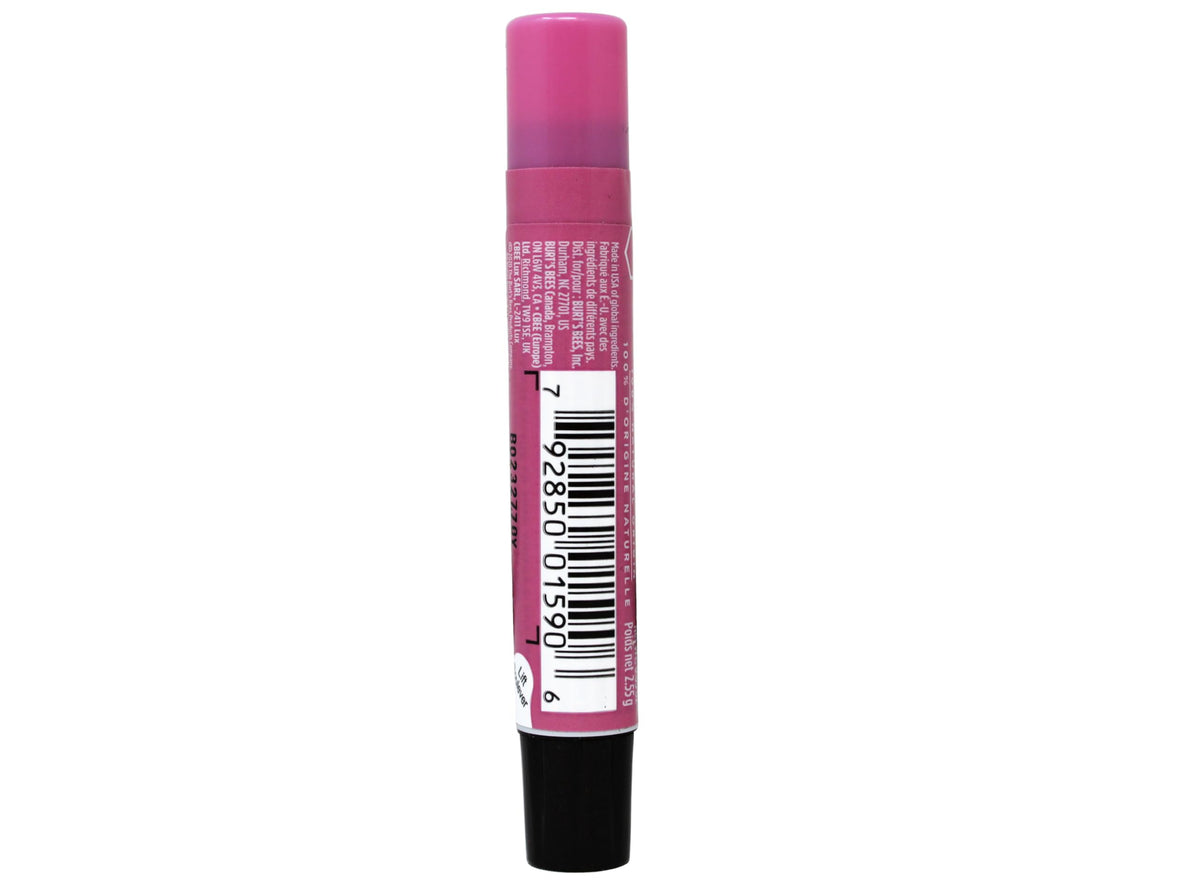 Burt's Bees applied on lips adding subtle strawberry shimmer and hydration
