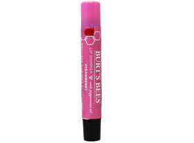Burt's Bees balm swatch showing strawberry tint and smooth finish