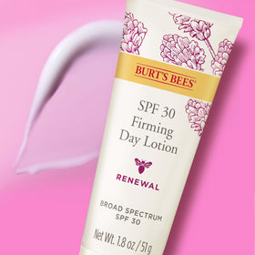 Burt's Bees lotion layered under makeup illustrating lightweight wear benefit