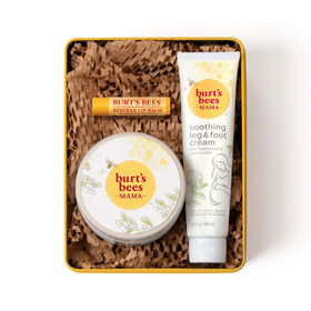Burt's Bees gift tin front view showing three-piece set as present