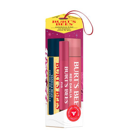 Burt's Bees front packaging showing festive red gift kit and brand benefit