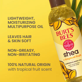 Burt's Bees oil droplet texture close-up highlighting lightweight absorption