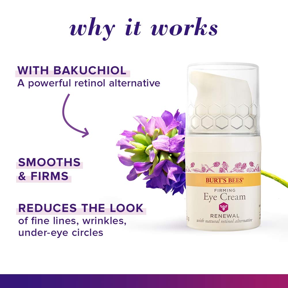 Burt's Bees open jar revealing pale cream for under-eye hydration