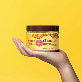 Burt's Bees packaging label close-up listing natural-origin ingredients and benefits