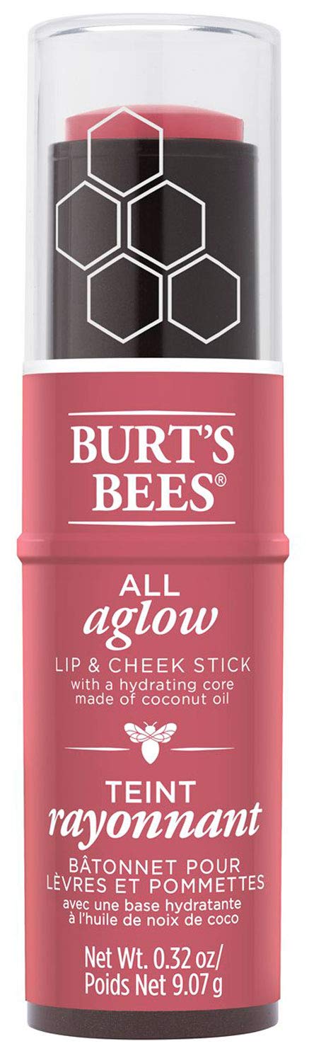 Burt's Bees front packaging showing Peony Pool tint and compact stick for easy travel