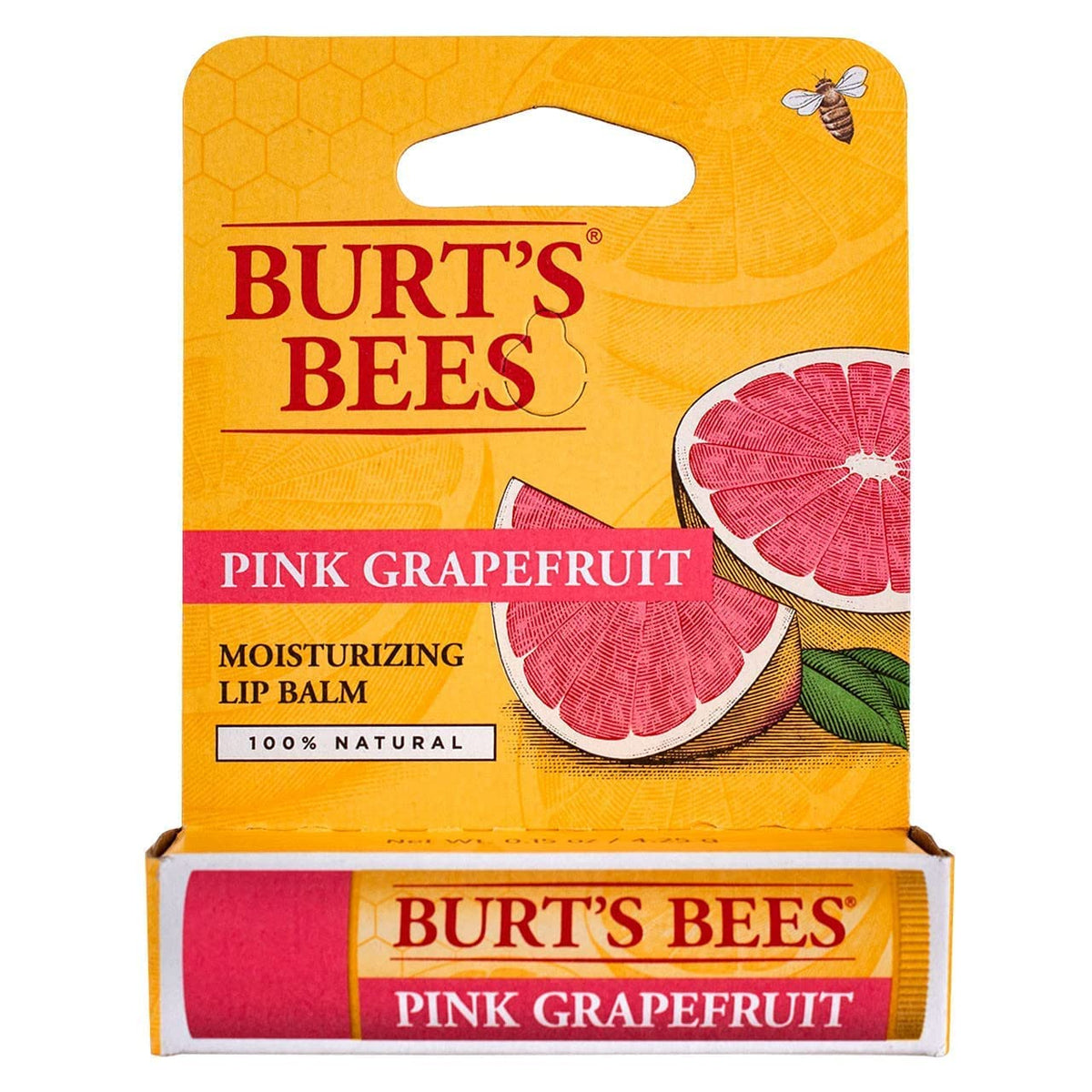 Burt's Bees pink grapefruit balm open cap showing smooth balm surface for easy application