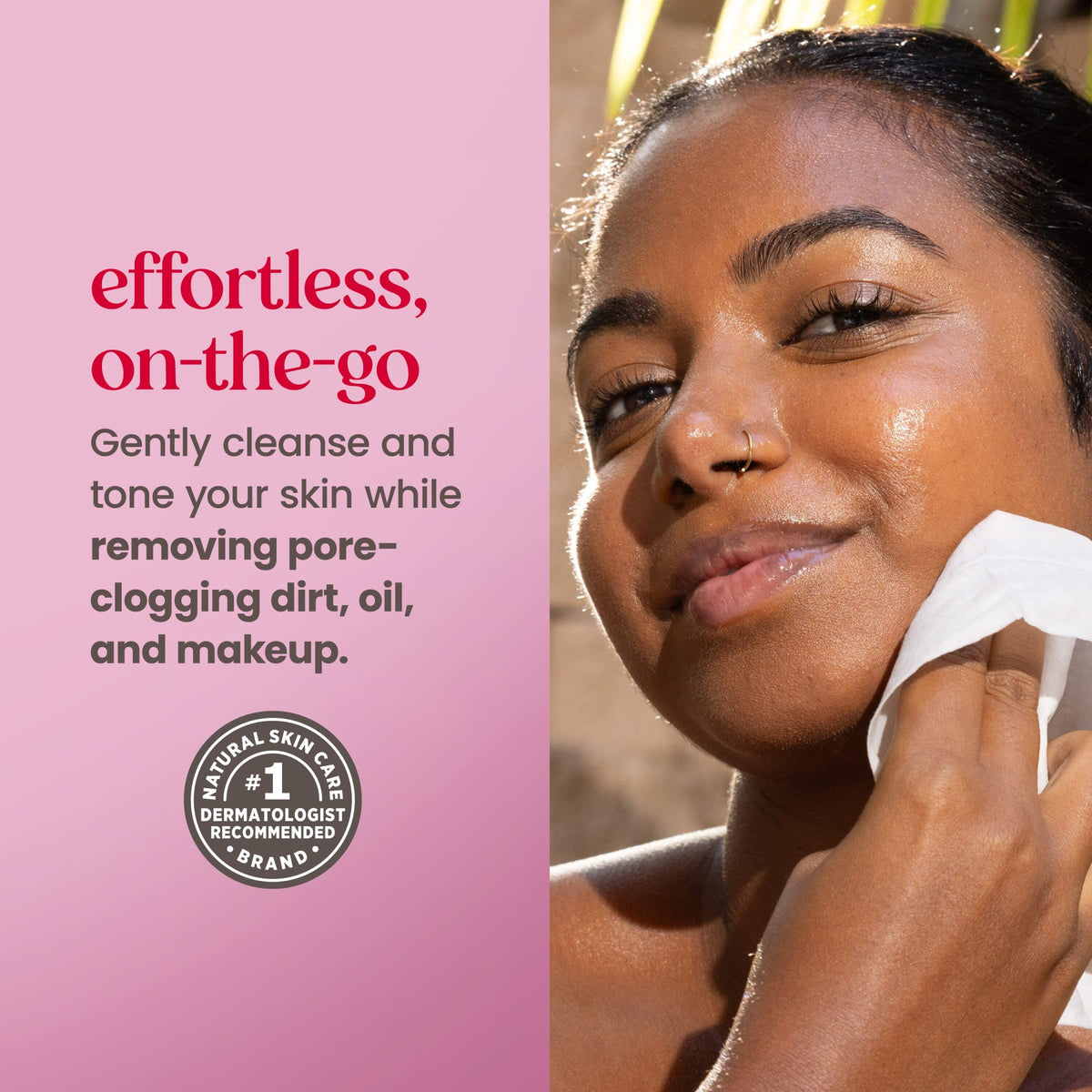 Burt's Bees before and after makeup removal showing clearer skin