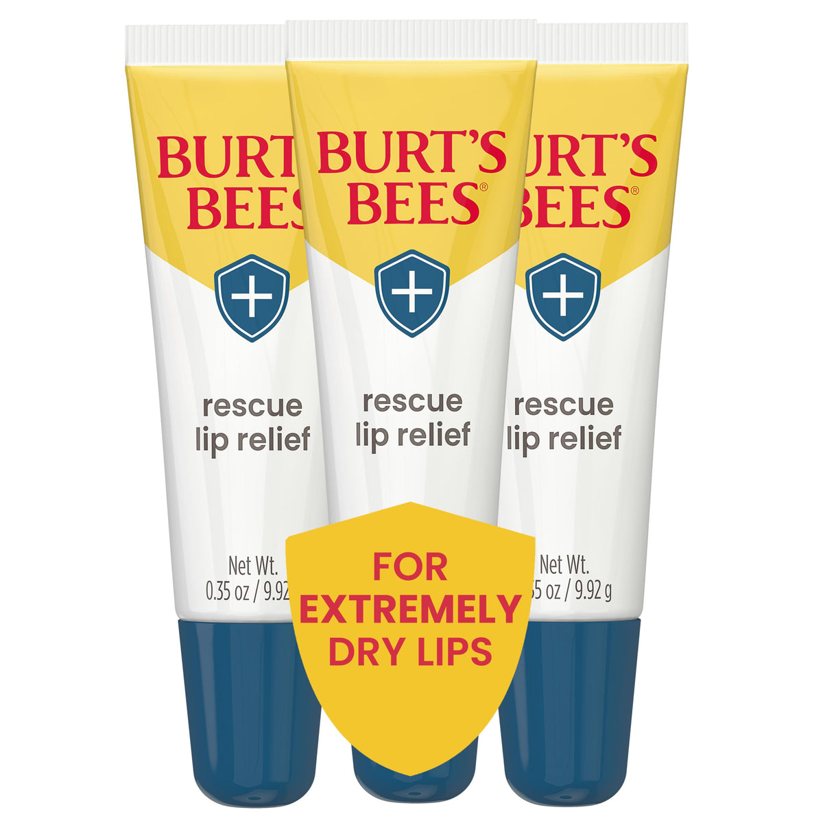 Burt's Bees front packaging showing Rescue Lip Relief for quick identification