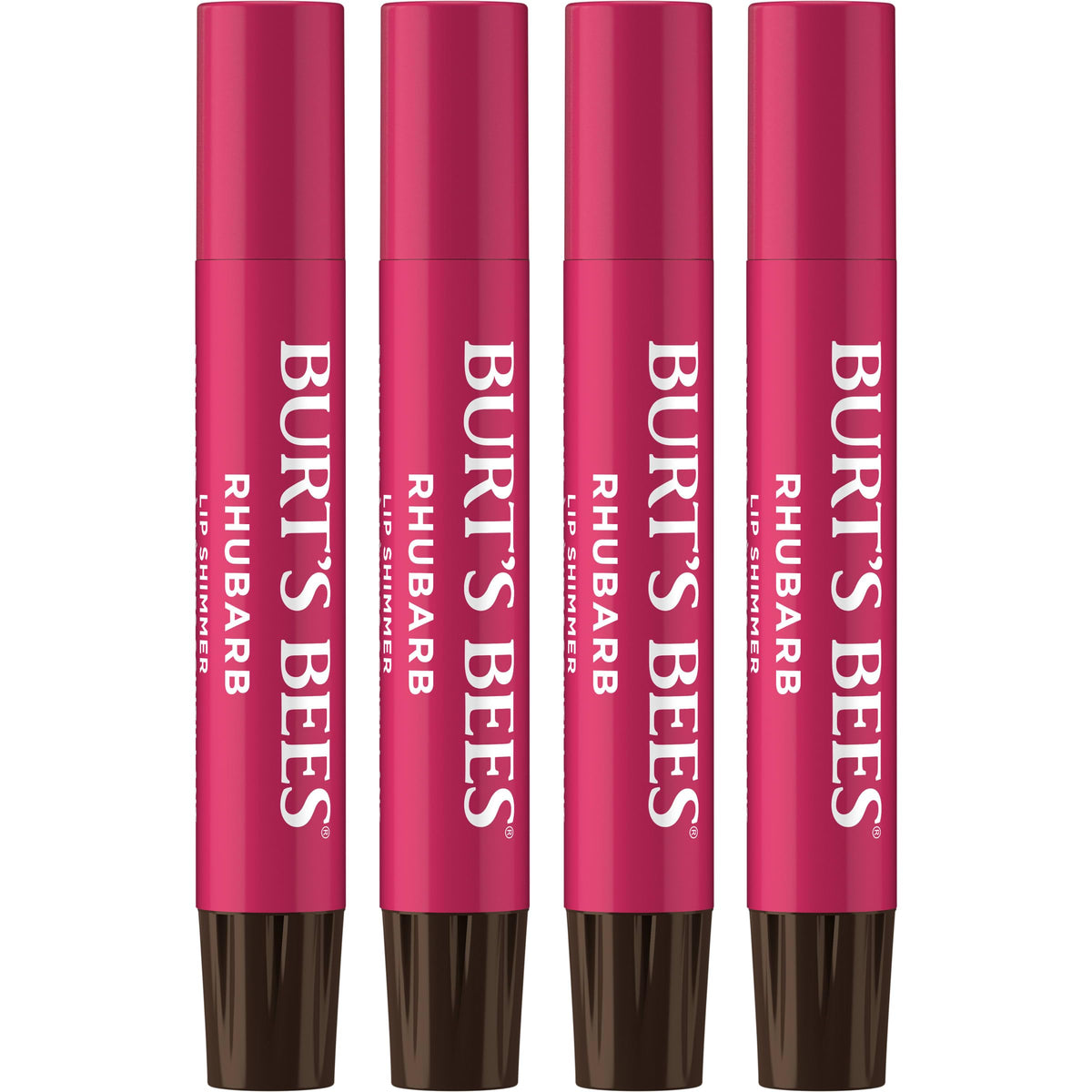 Burt's Bees front packaging showing rhubarb 4-pack and gift-ready presentation