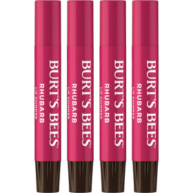 Burt's Bees front packaging showing rhubarb 4-pack and gift-ready presentation