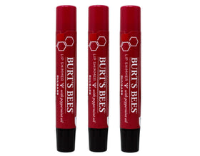 Burt's Bees rhubarb front packaging showing three 0.09 oz tubes for quick color