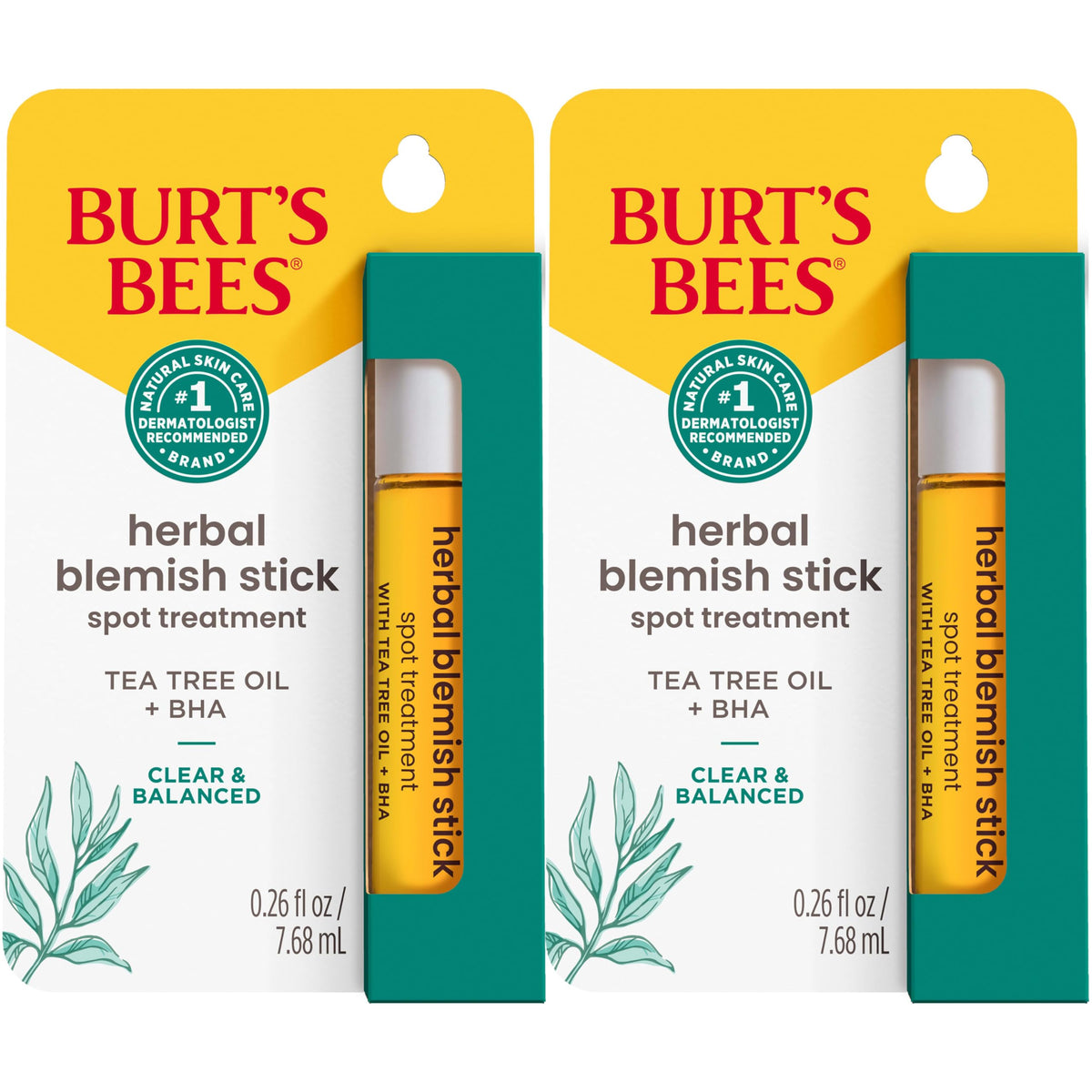 Burt's Bees front packaging showing the roller stick and two-pack convenience