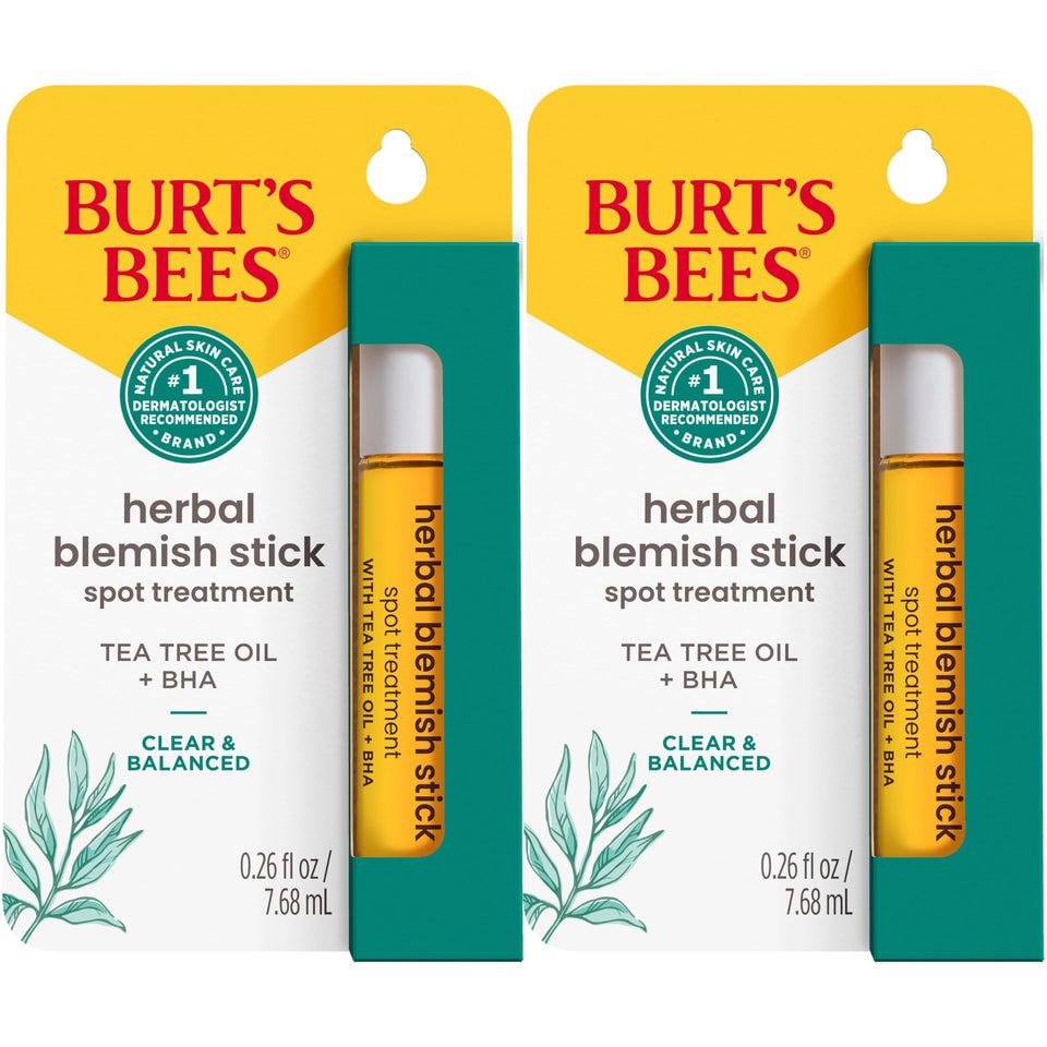 Burt's Bees front packaging showing the roller stick and two-pack convenience