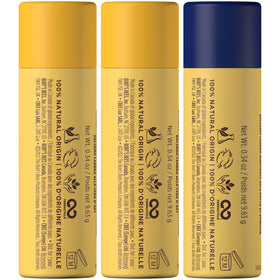 Burt's Bees next to a coin showing 0.34 oz size and longer-lasting value