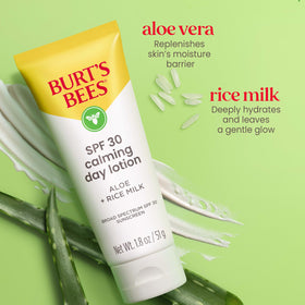 Burt's Bees lotion texture close-up illustrating lightweight, fast-absorbing finish