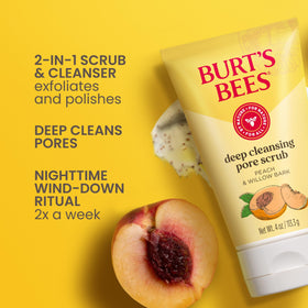 Burt's Bees scrub texture with peach stone particles for gentle polish