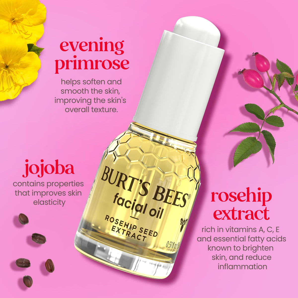 Burt's Bees oil texture on skin showing lightweight absorbency and glow