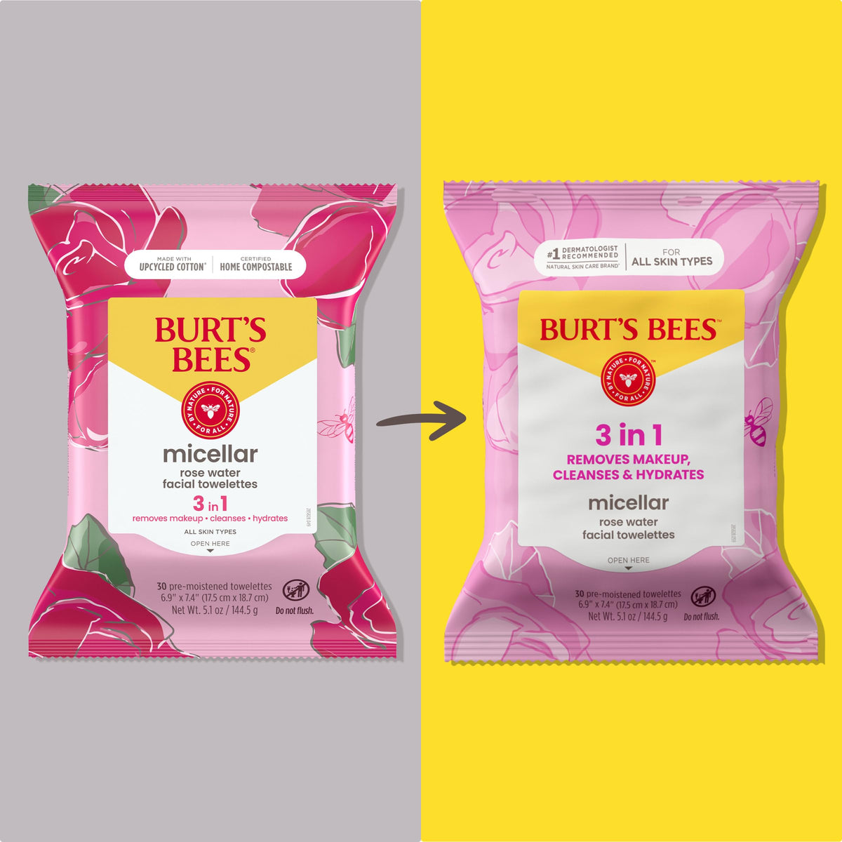 Burt's Bees close-up of towelette texture for gentle cleansing