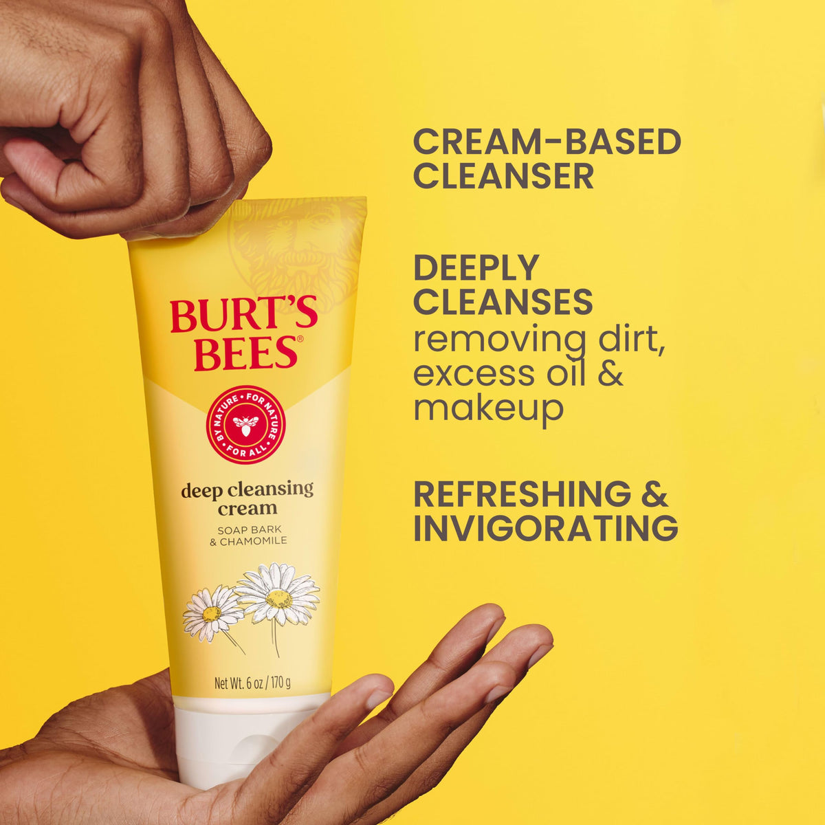 Burt's Bees tube cap and label detail, highlights natural ingredients