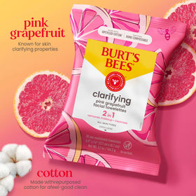 Burt's Bees wipe in hand removing makeup demonstrating quick cleansing