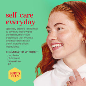 Burt's Bees wipe in hand demonstrating one-step makeup removal and convenience