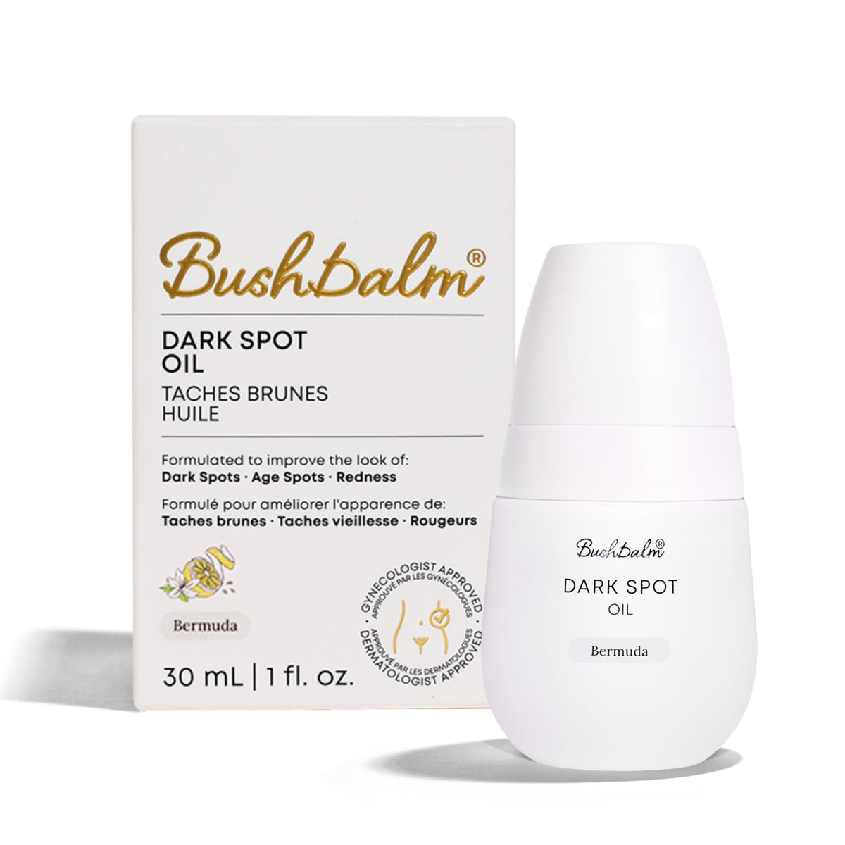 bushbalm bottle front view showing packaging and clear benefit