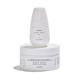 Bushbalm Bermuda front packaging showing both oil and scrub, promotes smooth skin