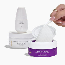 Bushbalm trio front packaging showing kit for brightening and ingrown hair care