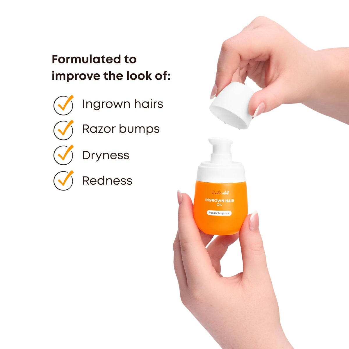 bushbalm oil dropper pouring to show lightweight texture and quick absorption