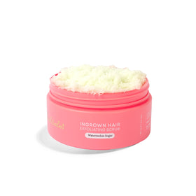 Bushbalm jar front view showing watermelon sugar scrub and benefits