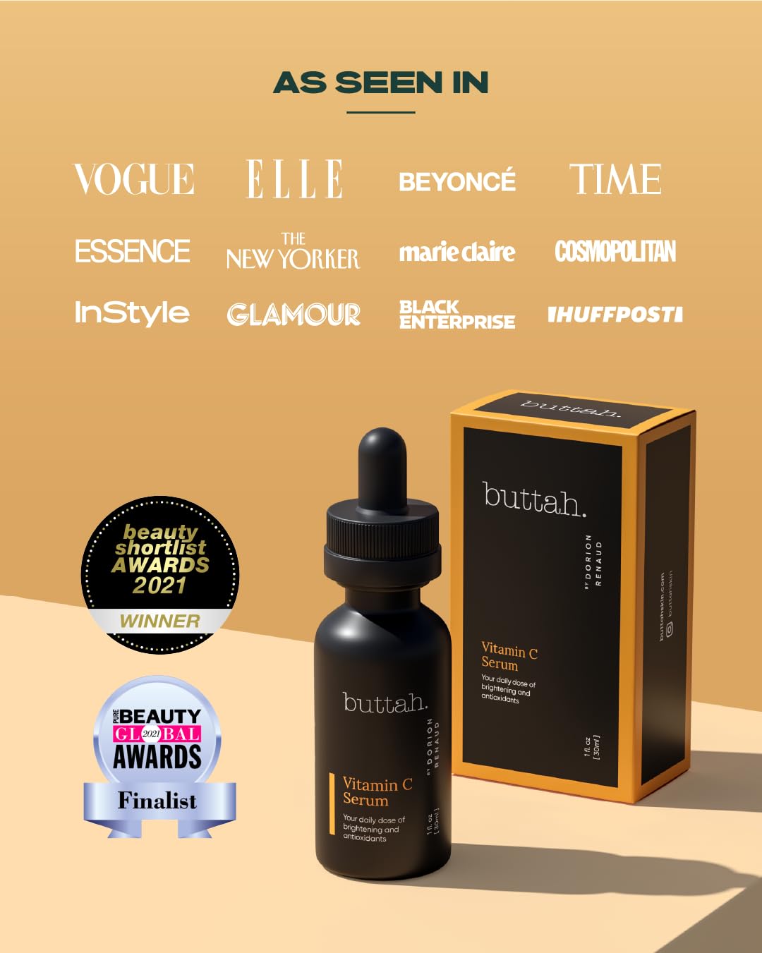buttah 30ml bottle beside coin for scale showing compact travel-friendly benefit