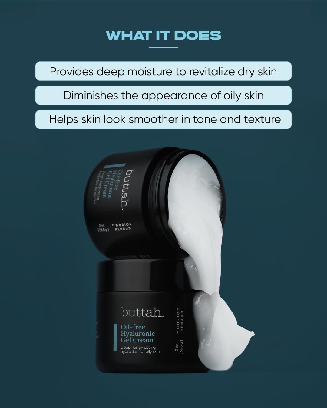 buttah application demo with fingertips applying gel cream for smooth finish