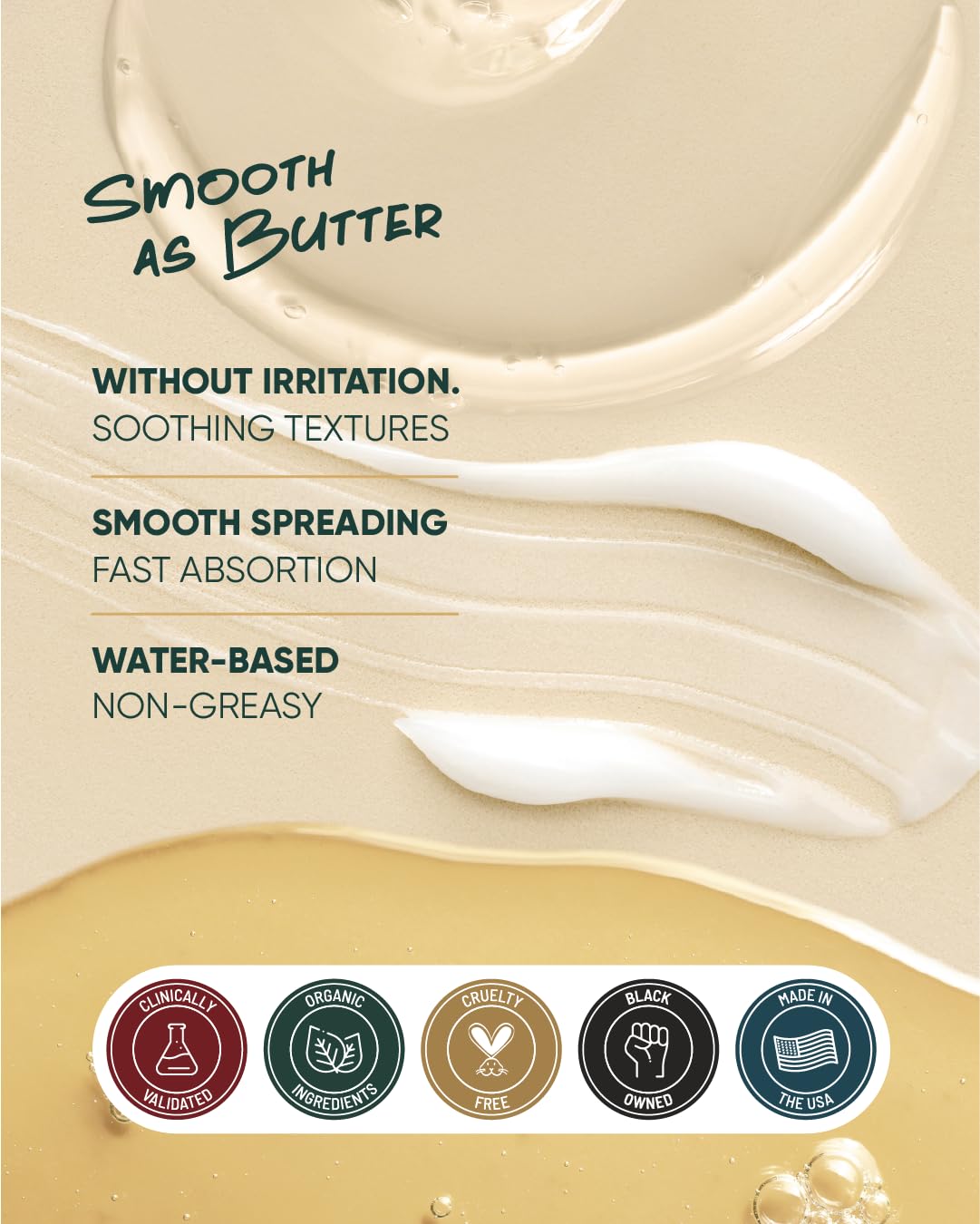 buttah product on hand demonstrating thin spreadable gel and quick skin comfort