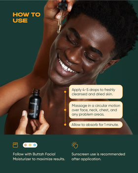 buttah bottle with green tea leaves emphasizing soothing antioxidant benefits