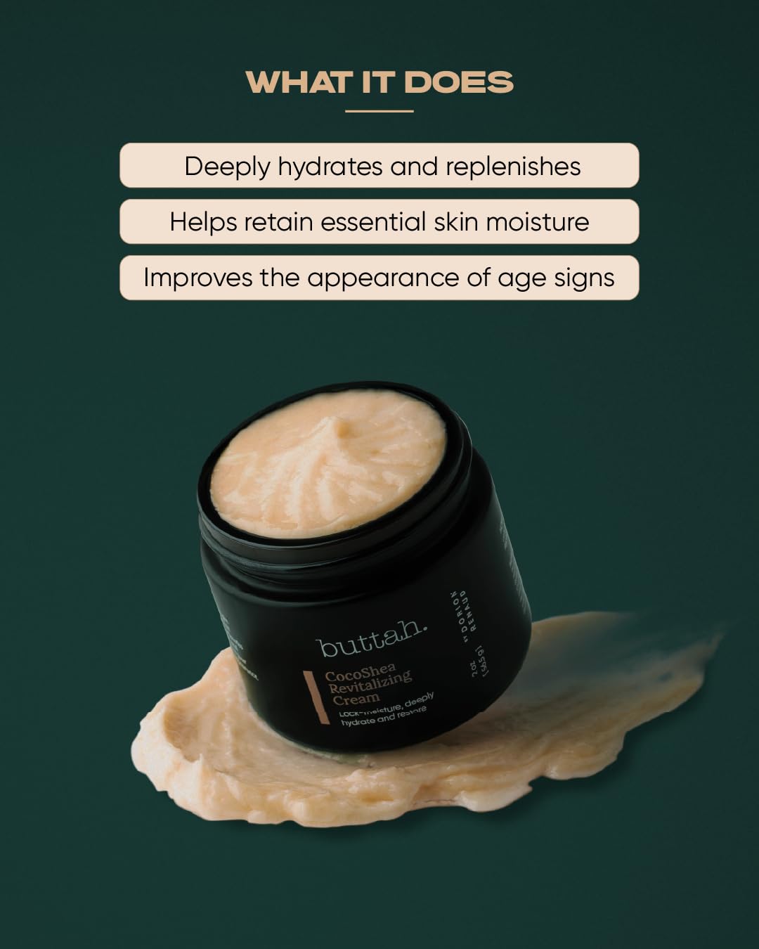 buttah ingredients label revealing shea, cocoa butter, hyaluronic acid benefits