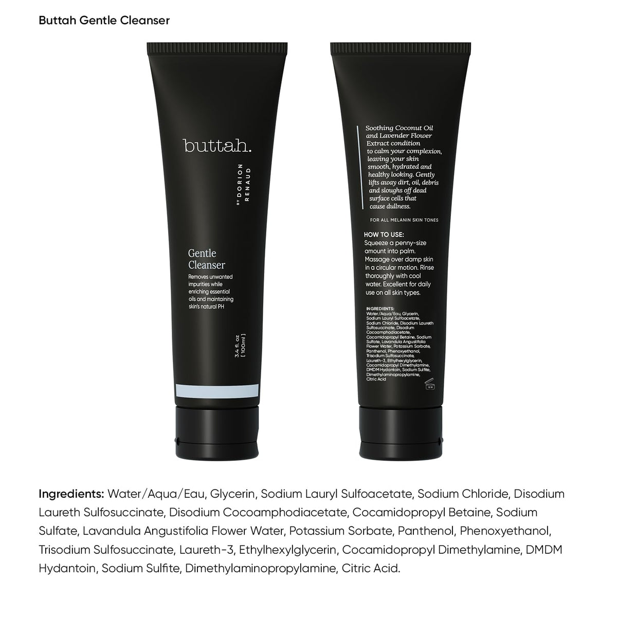 buttah label close-up highlighting ingredient list and skin-friendly formulation benefits