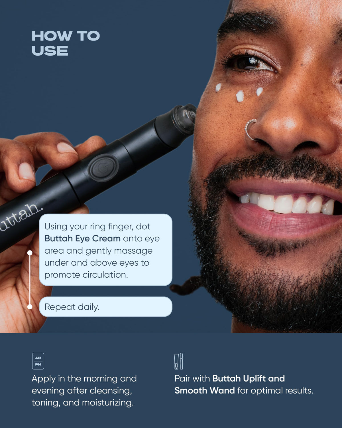 buttah. product box and label highlighting ingredients and usage guidance