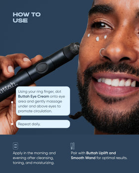 buttah. product box and label highlighting ingredients and usage guidance