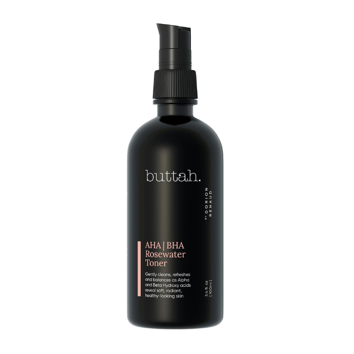 Buttah rosewater toner front packaging showing bottle and branding for calming effect